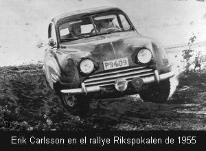 Erik Carlsson en el rallye Rikspokalen de 1955