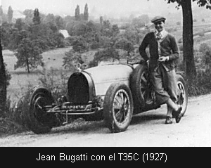 Jean Bugatti con el T35C (1927)